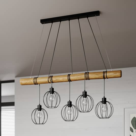Euluna Hängeleuchte Hängelampe Lampe Leuchte Karou Fünfflammig Braun Gebeizt E27 B-Ware - 5905840217241