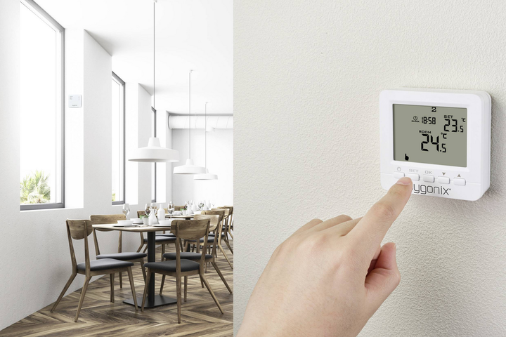 Sygonix Funk Raumthermostat Thermostat Aufputz Wochenprogramm 1 Bis 70 °C Weiß   B-Ware
