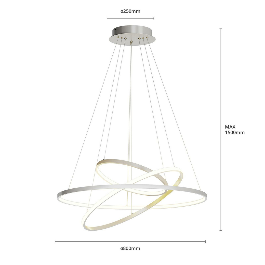 Lucande LED-Pendellampe Ezana Pendelleuchte Lampe Leuchte 53 W Metall nickel357