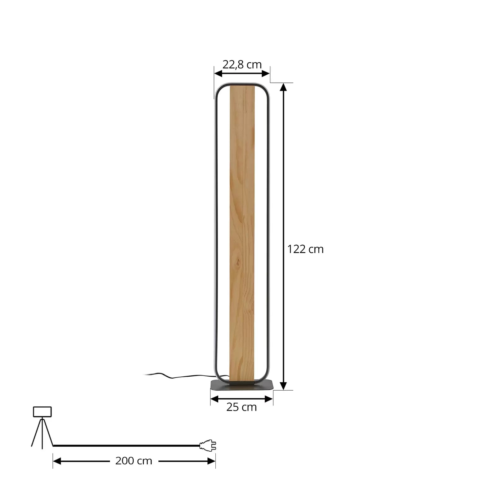 Lindby Stehleuchte Standlampe LED Romilda grau Holz Schalter Kabel 122 cm - 4251911794441