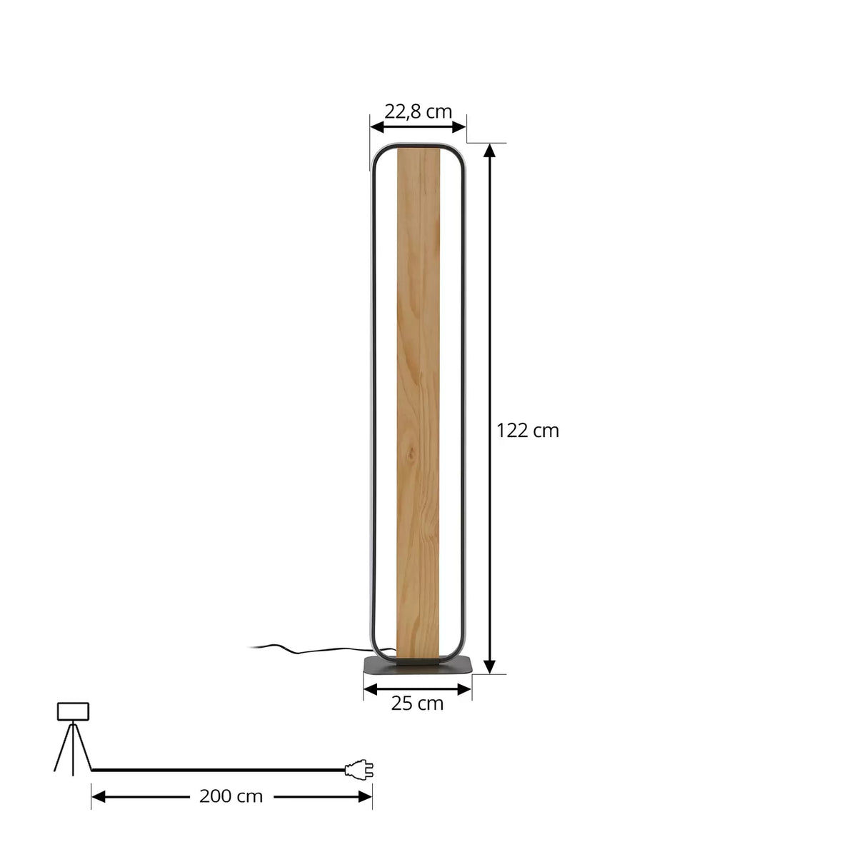 Lindby Stehleuchte Standlampe LED Romilda grau Holz Schalter Kabel 122 cm - 4251911794441
