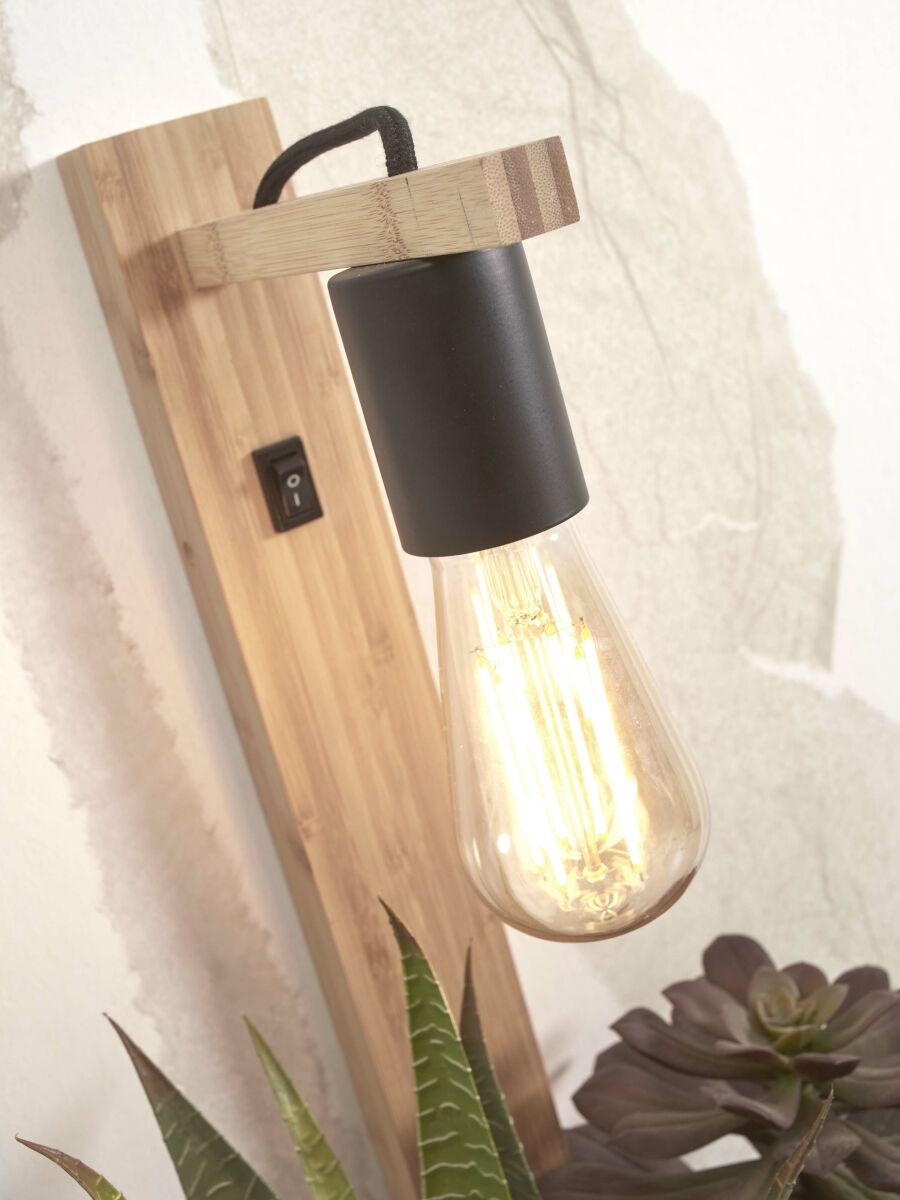 Good & Mojo Flores Wandleuchte Wandlampe Leuchte Lampe Licht Mit Ablage Natur B-Ware - 8716248089135