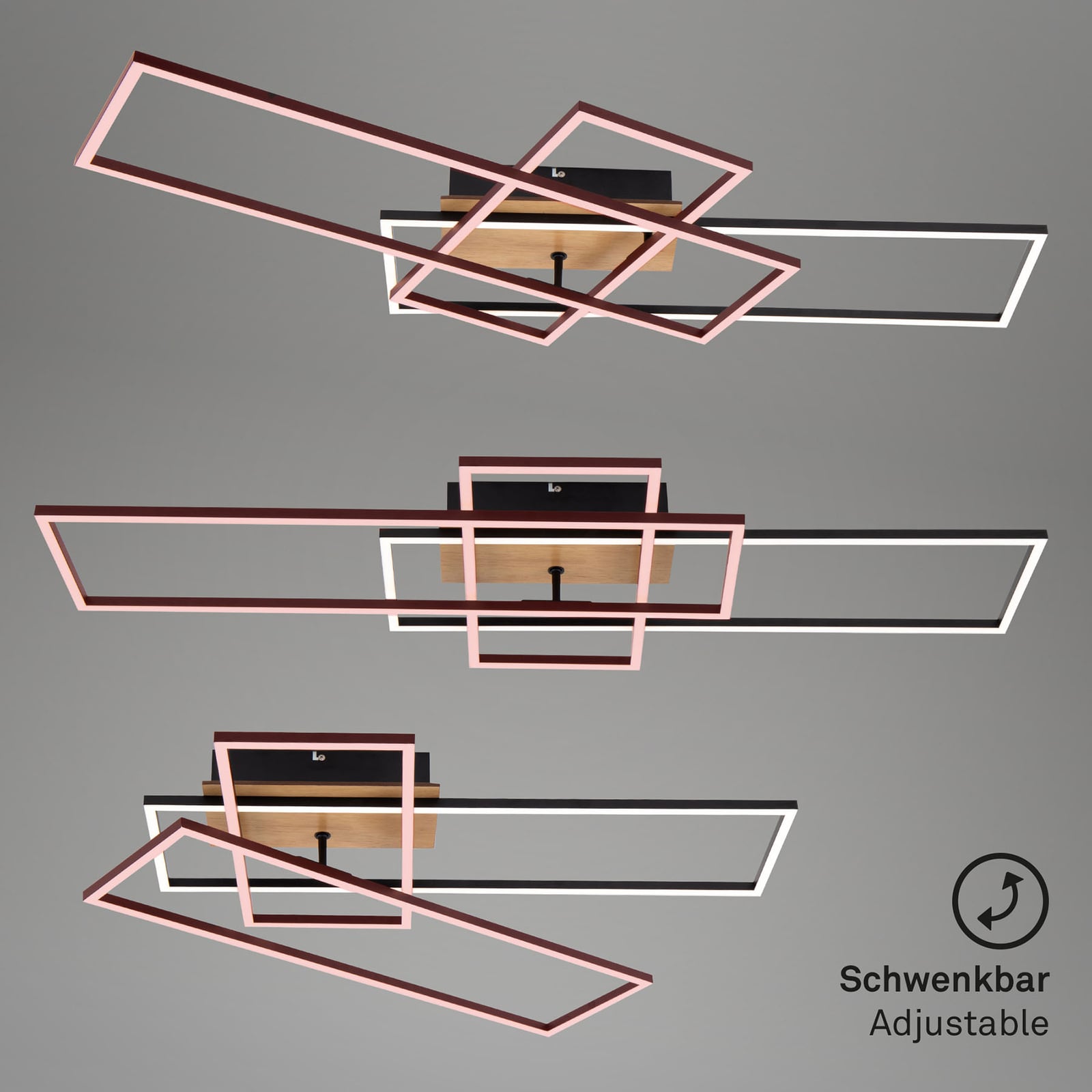 Briloner Deckenlampe Frame CCT LED Leuchte dimmbar schwarz holz 104x42cm - 4002707388456