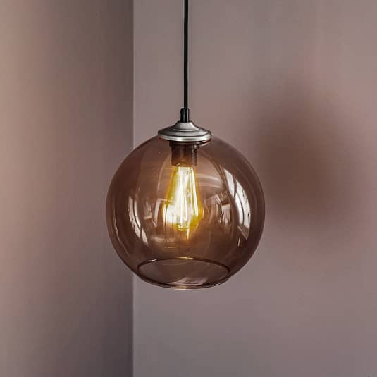 Euluna Hängelampe Pendelleuchte Deckenlampe Glas Kugelschirm Rauchgrau ø25cm B-Ware