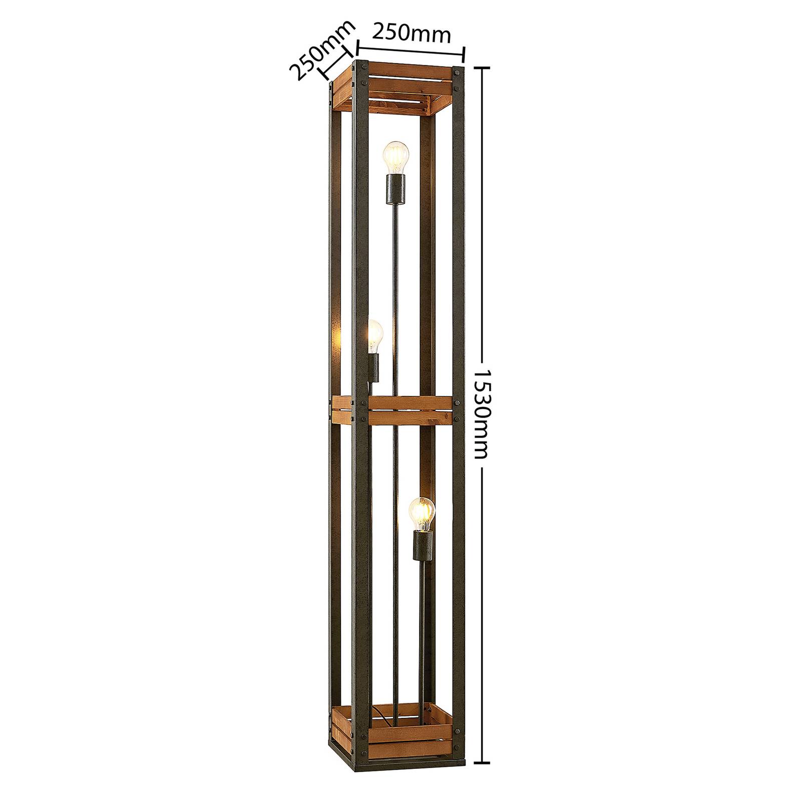Lindby Kanisa Stehleuchte Stehlampe Wohnzimmerlampe Lampe Leuchte Metall Holz912 - 4251911708028