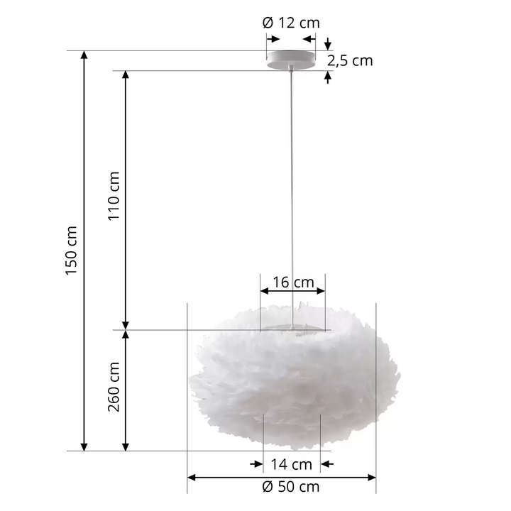 Lindby Hängeleuchte Heven, ø 50 Cm Weiß Kunststoff E27 Deckenlampe Lampe Leuchte B-Ware
