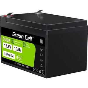 B-Ware GreenCell, Batterie Di Alimentazione, Green Cell CUBE LiFePO4 Spezial-Akku LiFePo-Block Flachstecker Li-Ion 12.8 V 10 (12.80V, 10Ah)
