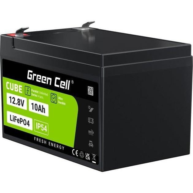 GreenCell, Batterie Di Alimentazione, Green Cell CUBE LiFePO4 Spezial-Akku LiFePo-Block Flachstecker Li-Ion 12.8 V 10 (12.80V, 10Ah) - 5904326374898