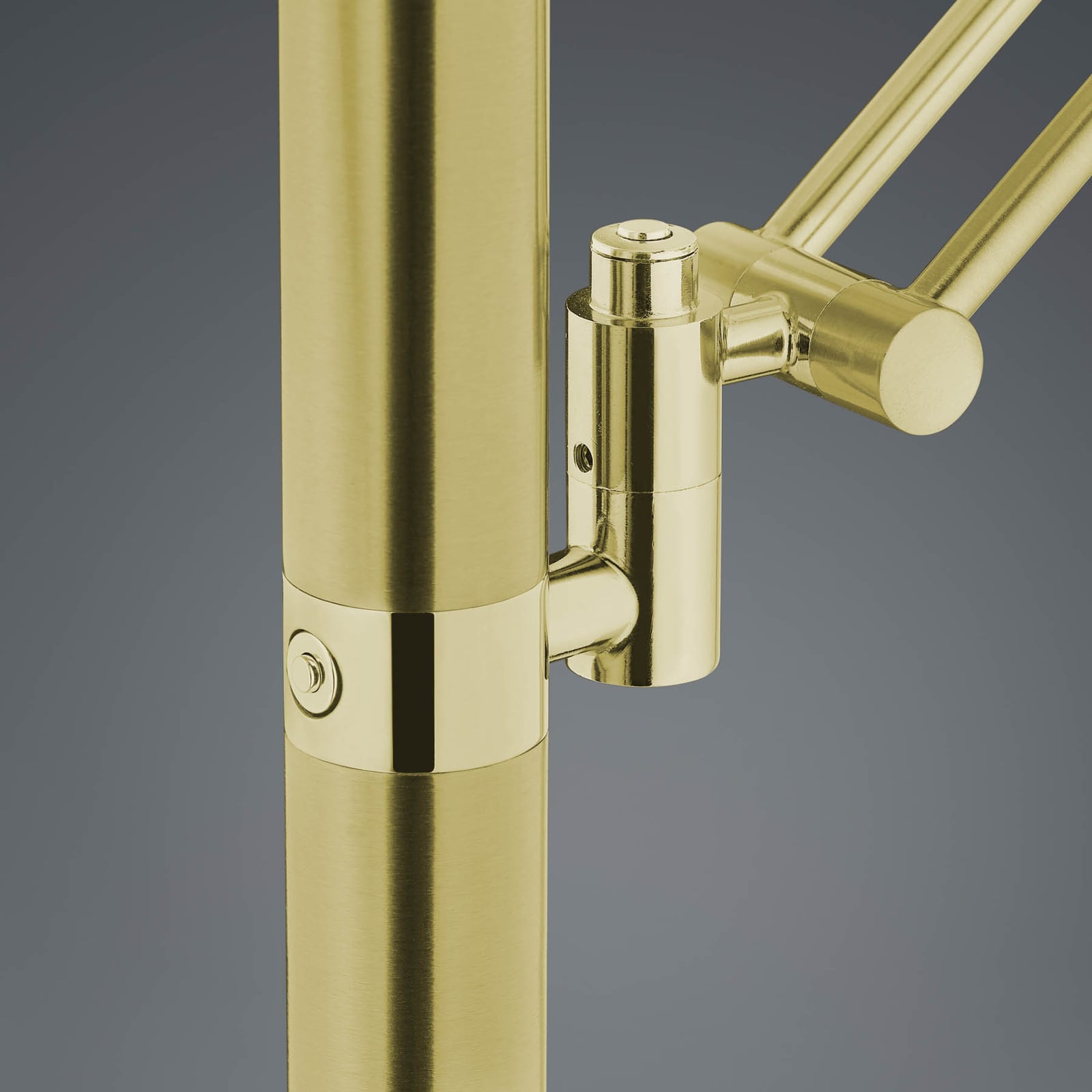 HELL LED Stehleuchte Findus 2-flammig dimmbar messing matt Edelstahl Alabaster - 4045542227009