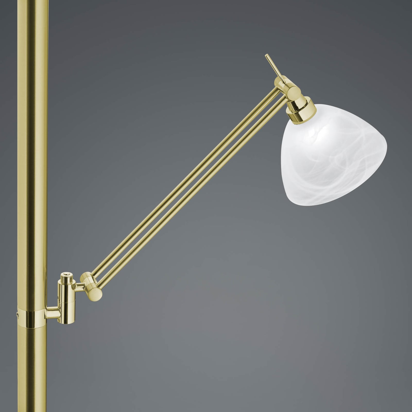 HELL LED Stehleuchte Findus 2-flammig dimmbar messing matt Edelstahl Alabaster - 4045542227009