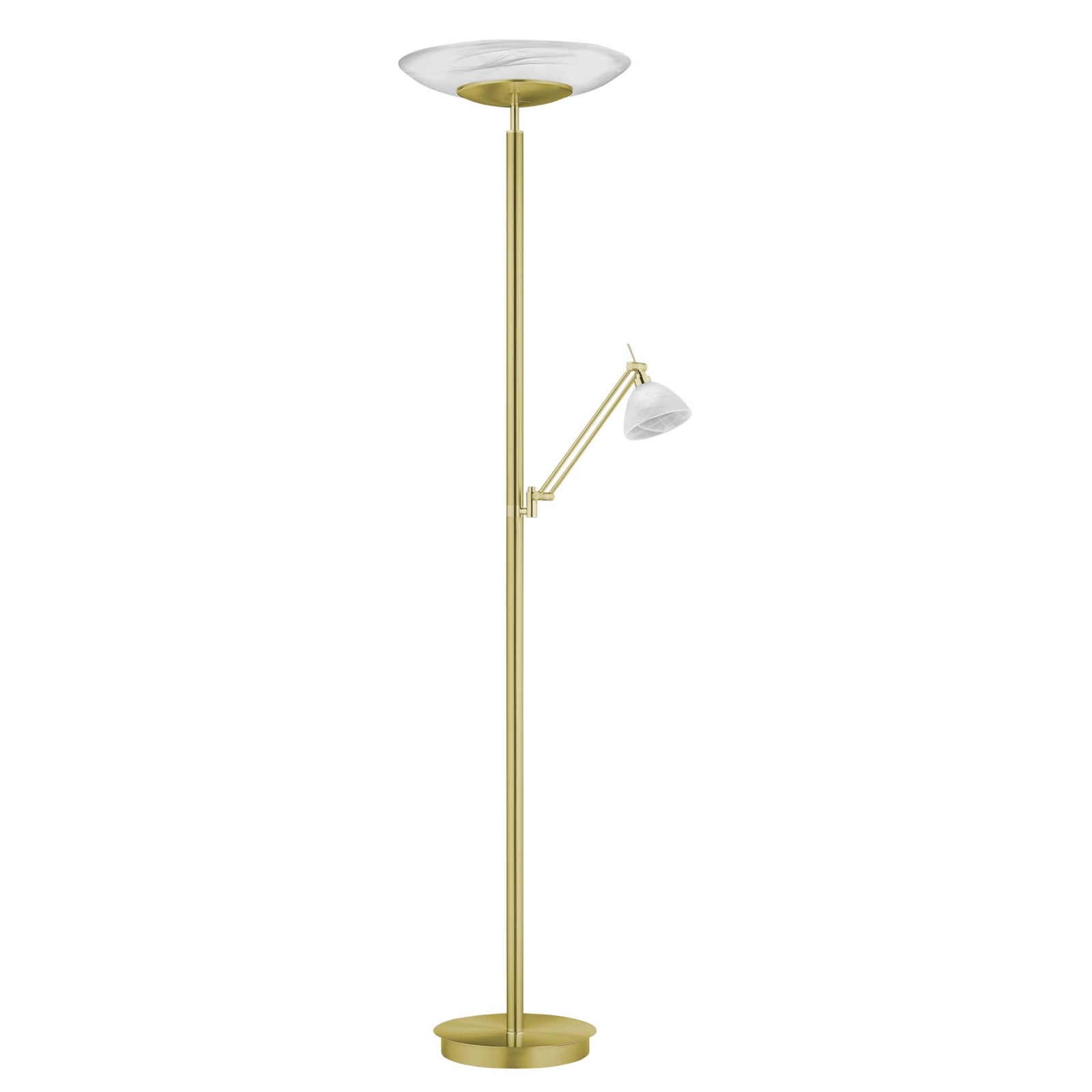 HELL LED Stehleuchte Findus 2-flammig dimmbar messing matt Edelstahl Alabaster - 4045542227009