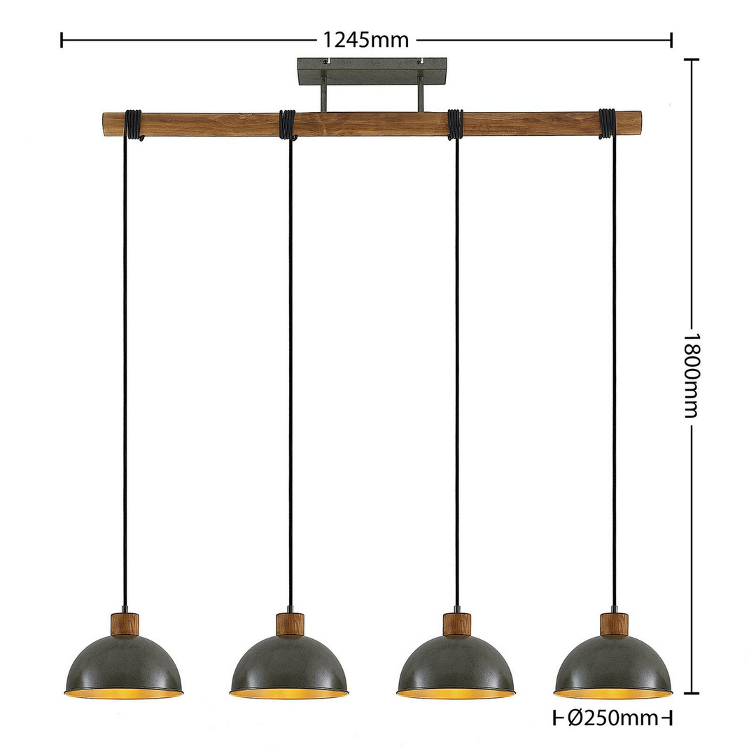 Lindby Durbis Hängeleuchte Hängelampe Lampe Leuchte 4-flmg. E27 natur dunkelg249