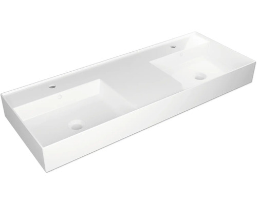 Jungborn Doppelwaschtisch QUATTRO Waschtisch Badezimmer 121x46 cm weiß glänzend