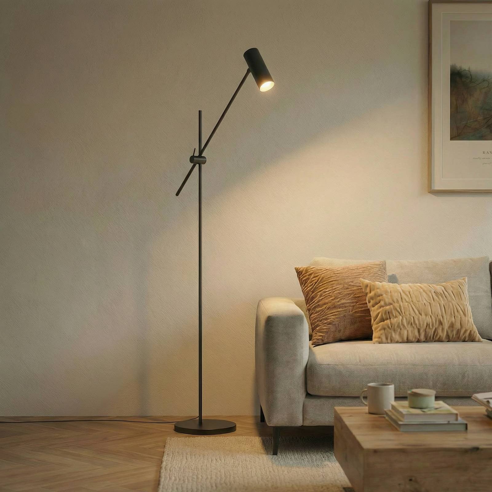 Lindby Vilo Floor Lamp, Black, 153 Cm, GU10, Adjustable - 4255830905988