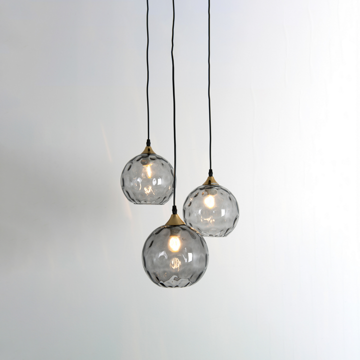 Holländer Hängeleuchte Milano Drei Schirme Aus Rauchglas Deckenlampe Lampe B-Ware - 4250151349756