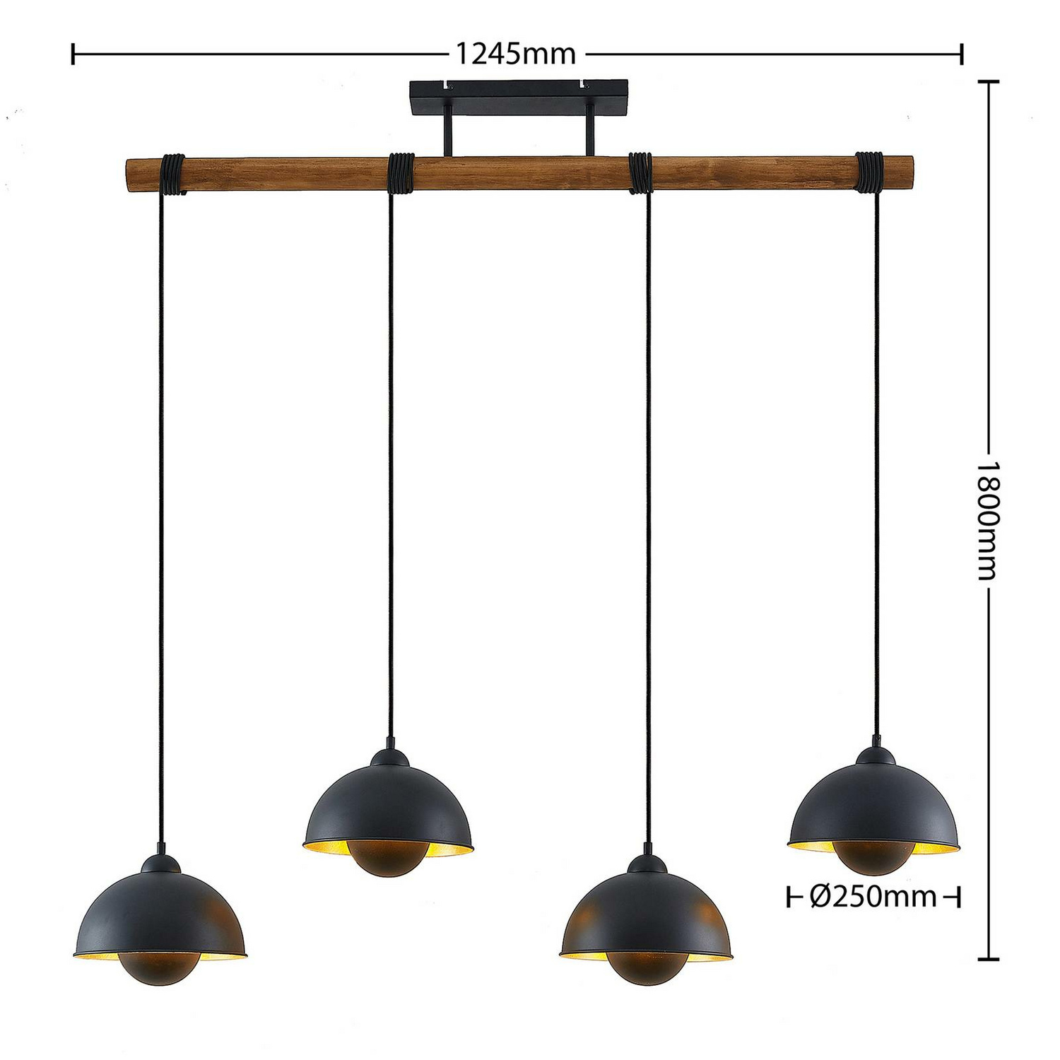 Lindby Bamila Hängeleuchte Hängeleuchte Lampe Leuchte Metall Holz 4 Flammig 987 B-Ware - 4251911719680