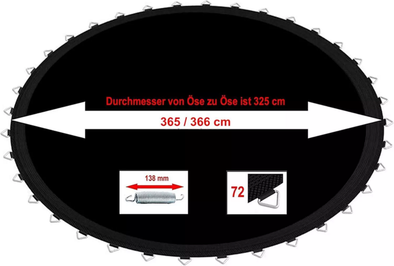 B-Ware Izzy Trampolin Ersatzsprungmatte Sprungtuch Trampolinmatte ø 365/366 Cm Schwarz - 1646484