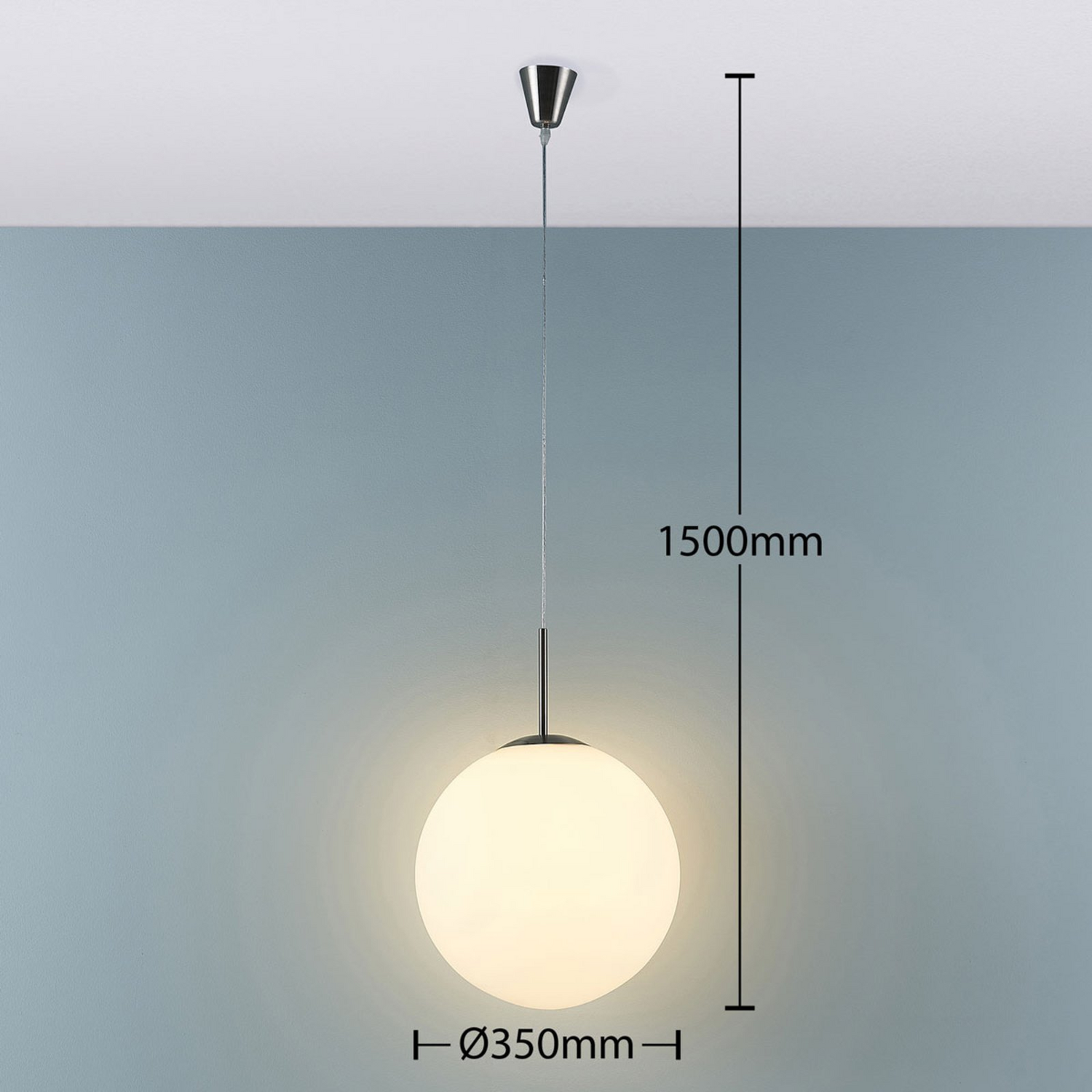 Suspension sphérique Lindby Marike, plafonnier, douille E27 en verre opale 