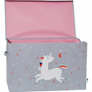 B-Ware Store.It! Spielzeugtruhe Einhorn Spielzeugkiste Truhe Spieltruhe Grau Rosa
