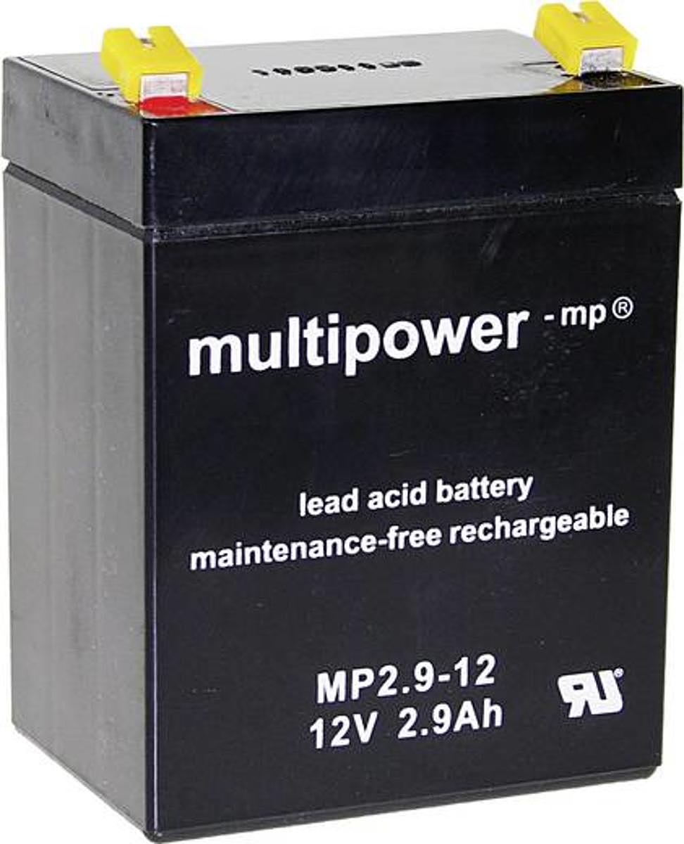 Multipower Bleiakku 12 V 2,9 Ah Blei Vlies Bx Hx T 79x107x56 Mm Flachstecker 4,8mm   B-Ware - 4042883156708