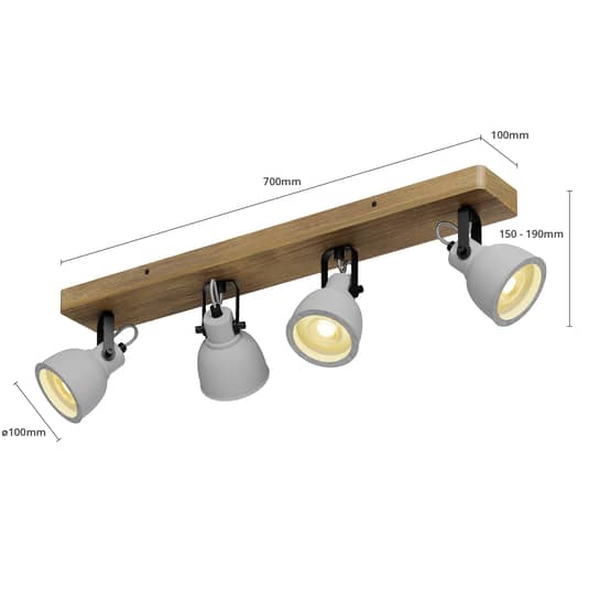 Lindby Mitis LED-Deckenleuchte Deckenlampe Lampe Leuchte Kiefernholz 4-flam221