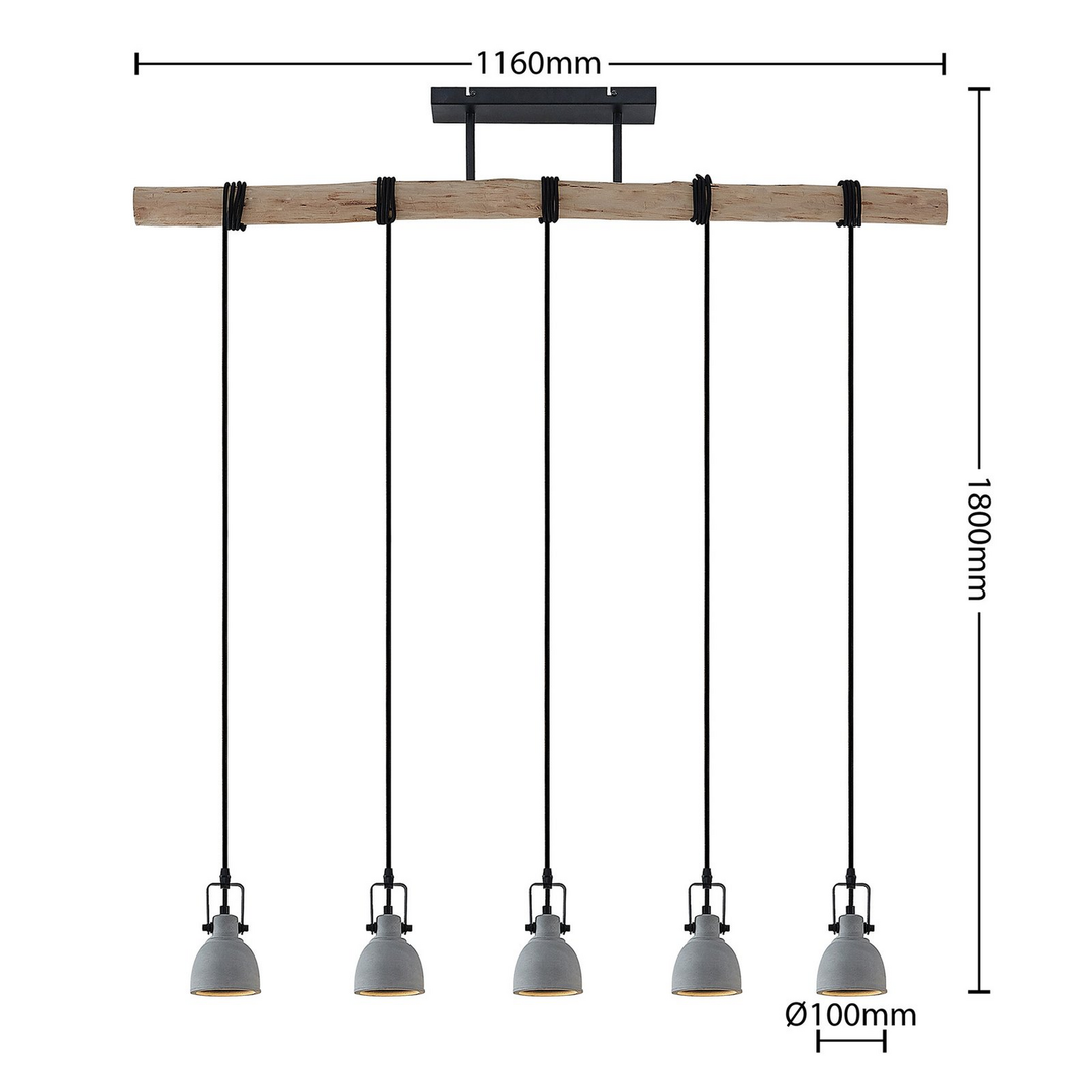 Lindby Amilia Hängeleuchte Deckenlampe Pendelleuchte GU10 mit Betonschirmen 5-fl