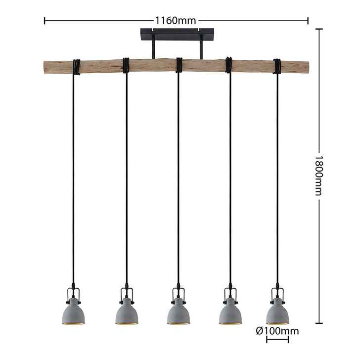 Lindby Amilia Hängeleuchte Deckenlampe Pendelleuchte GU10 mit Betonschirmen 5-fl