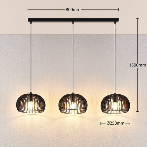 Lindby Pendelleuchte Jusra Hängeleuchte Lampe Leuchte 3 Flg. E27 Metall Schw28 B-Ware
