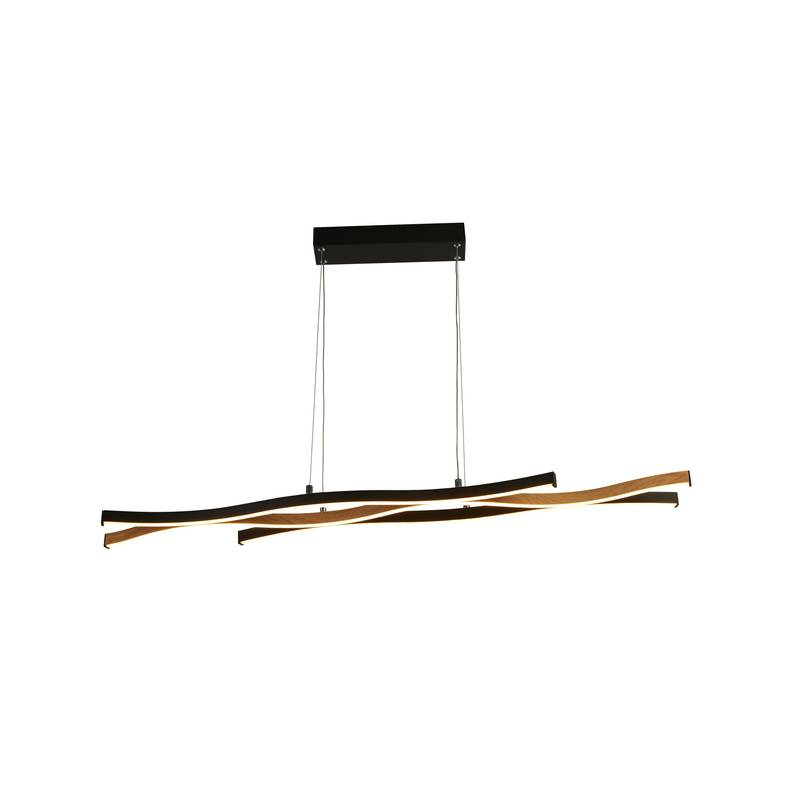 Searchlight Led Hängeleuchte Bloom Swirl Hängelampe Deckenlampe Led Schwarz/Holz B-Ware