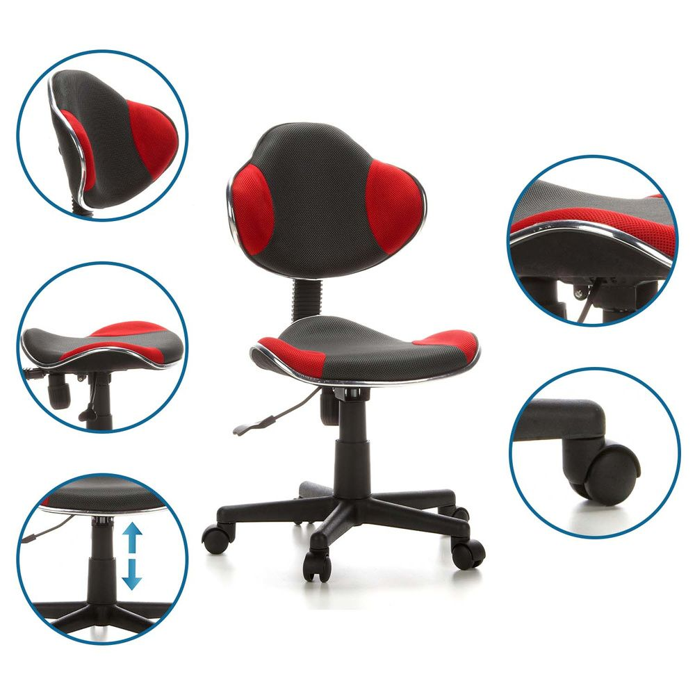 B-Ware Hjh Office Kinderschreibtischstuhl Kinderstuhl Kiddy Gti 2 Stuhl Stoff Grau Rot