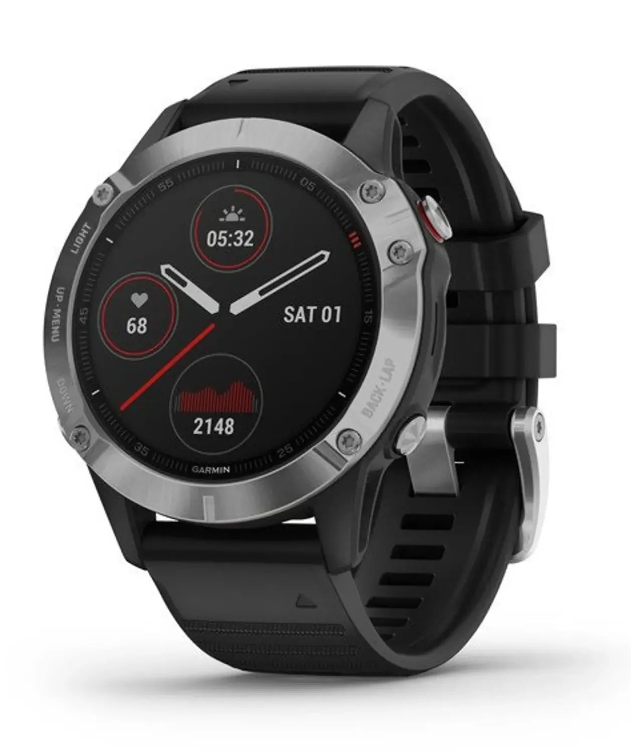 B-Ware Garmin Sportuhr 47 Mm Smartwatch Fenix 6 Gps Mip Multisport Schwarz Silber - 753759232702