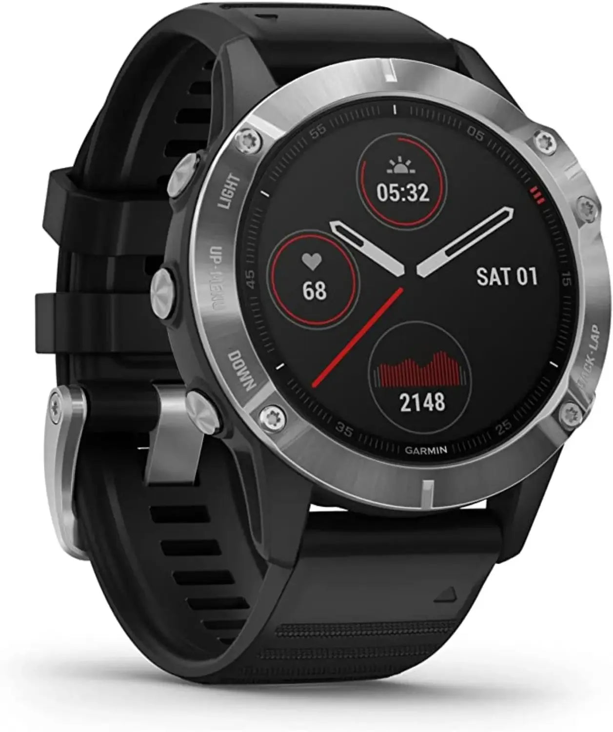 B-Ware Garmin Sportuhr 47 Mm Smartwatch Fenix 6 Gps Mip Multisport Schwarz Silber - 753759232702