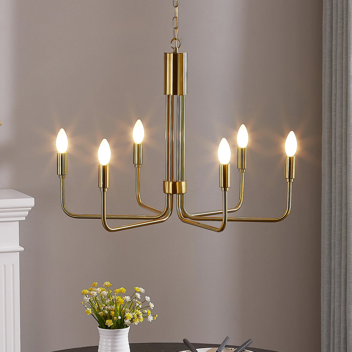 Lindby Kronleuchter Pendelleuchte Elanova messing 6-flammig Ø 70 cm E14 Eisen - 1709965