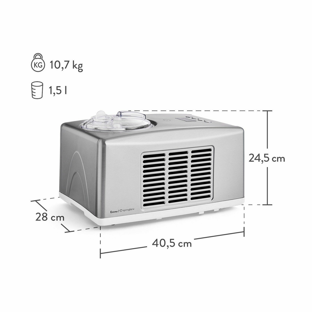 Springlane Eismaschine Emma Eiscrememaschine Eisbereiter Kompressor 150 W 1,5 L B-Ware