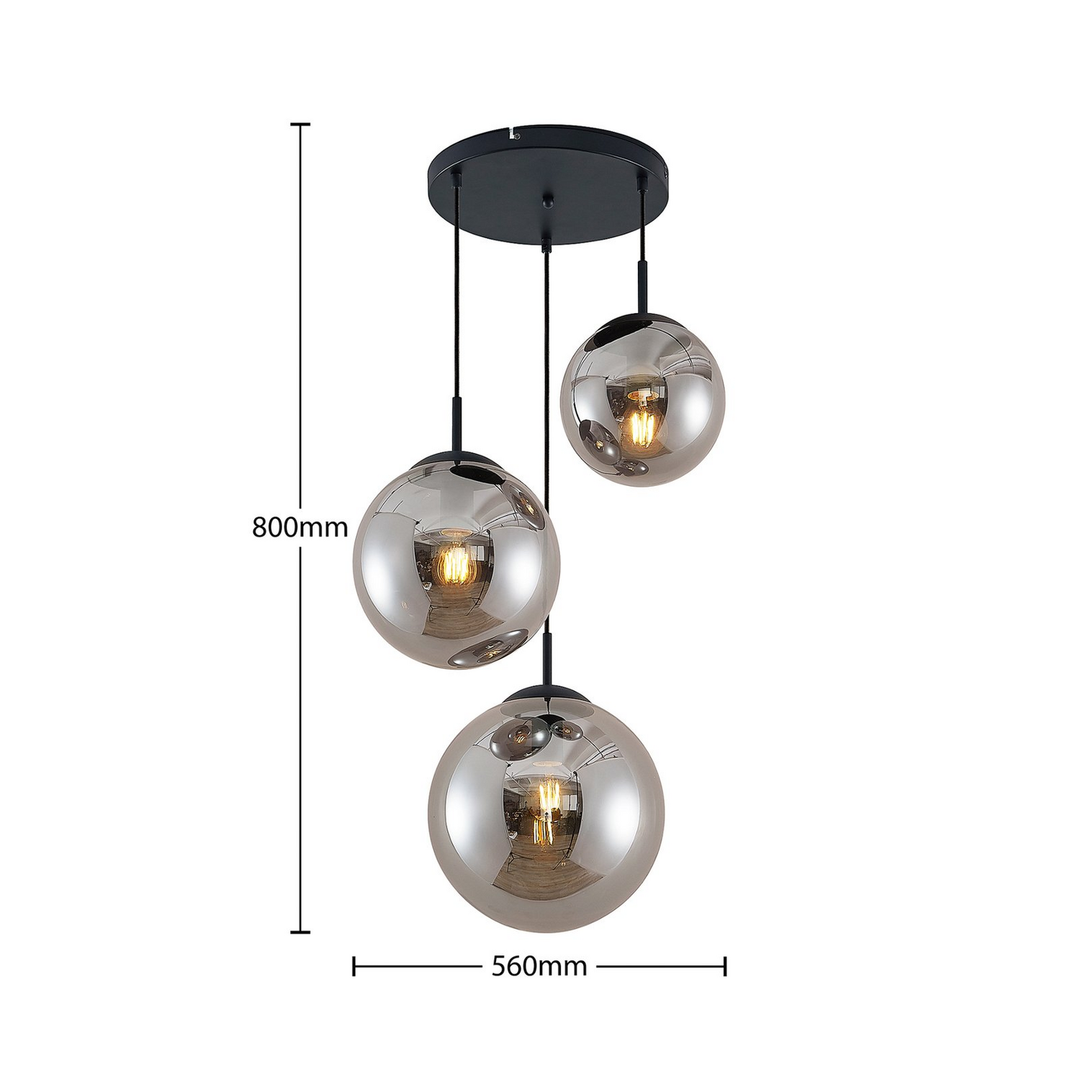 Lindby Teeja Hängeleuchte 3 Glaskugeln Leuchte Lampe Hängeleuchte Ip20 Rauchg297 B-Ware