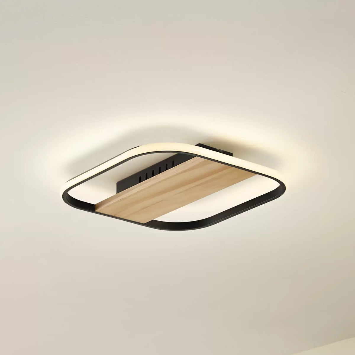 Lindby LED-Deckenleuchte Romilda Deckenlampe Leuchte Lampe grau Holz 37 cm breit - 4251911794458