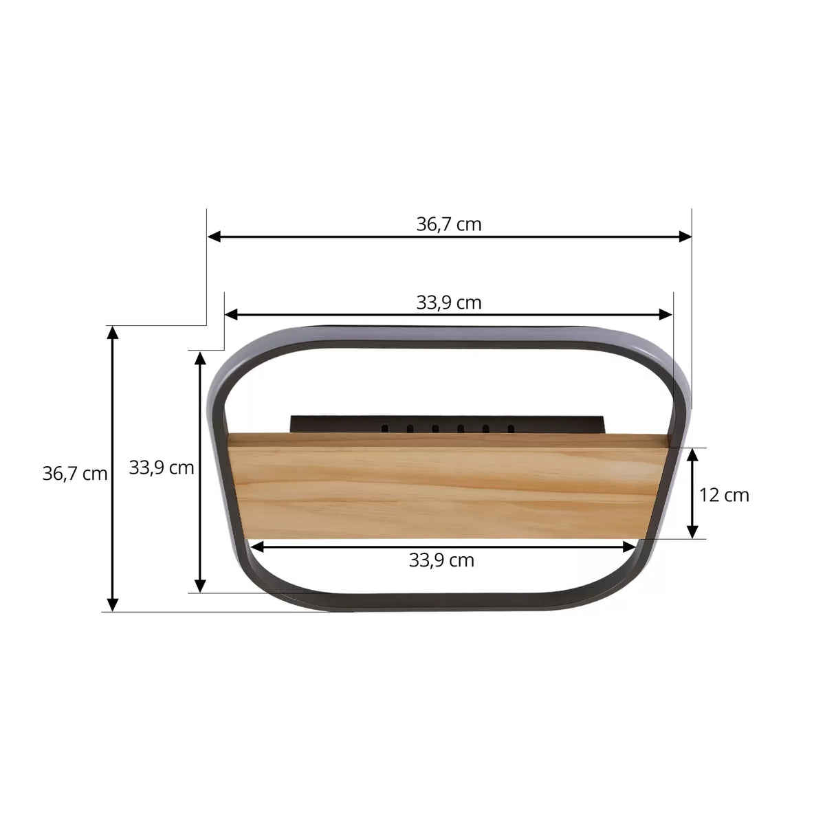 Lindby LED-Deckenleuchte Romilda Deckenlampe Leuchte Lampe grau Holz 37 cm breit - 4251911794458