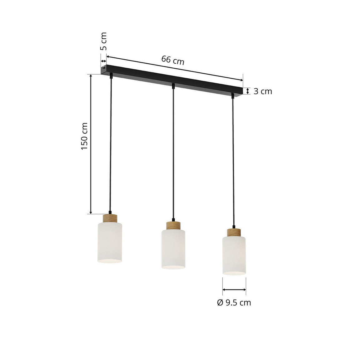 Envostar Talia Pendelleuchte Pendelleuchte Lampe 3 Fl E27 Linea Eiche Weiß Sc497 B-Ware
