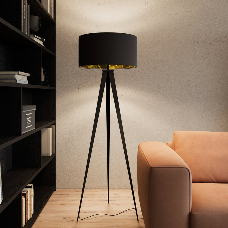 B-Ware Lindby Benik Tripod Stehlampe S Tandleuchte Stehleuchte Wohnzimmerlampe Schw807