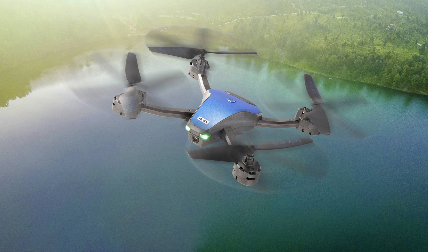 B-Ware Reely Marathon Quadrocopter Rt F Einsteiger Kameraflug Blau Metallic Drohne235