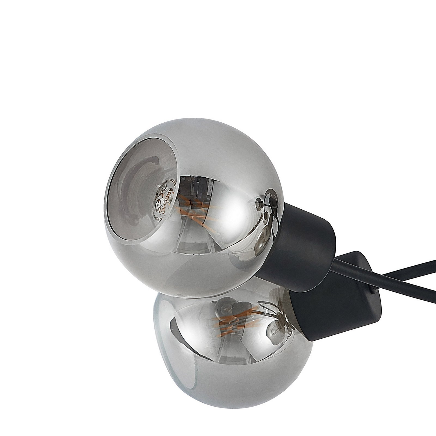 Suspension Lindby Elaina de qualité B, ampoule E14, 5 lumières, noir/fumé