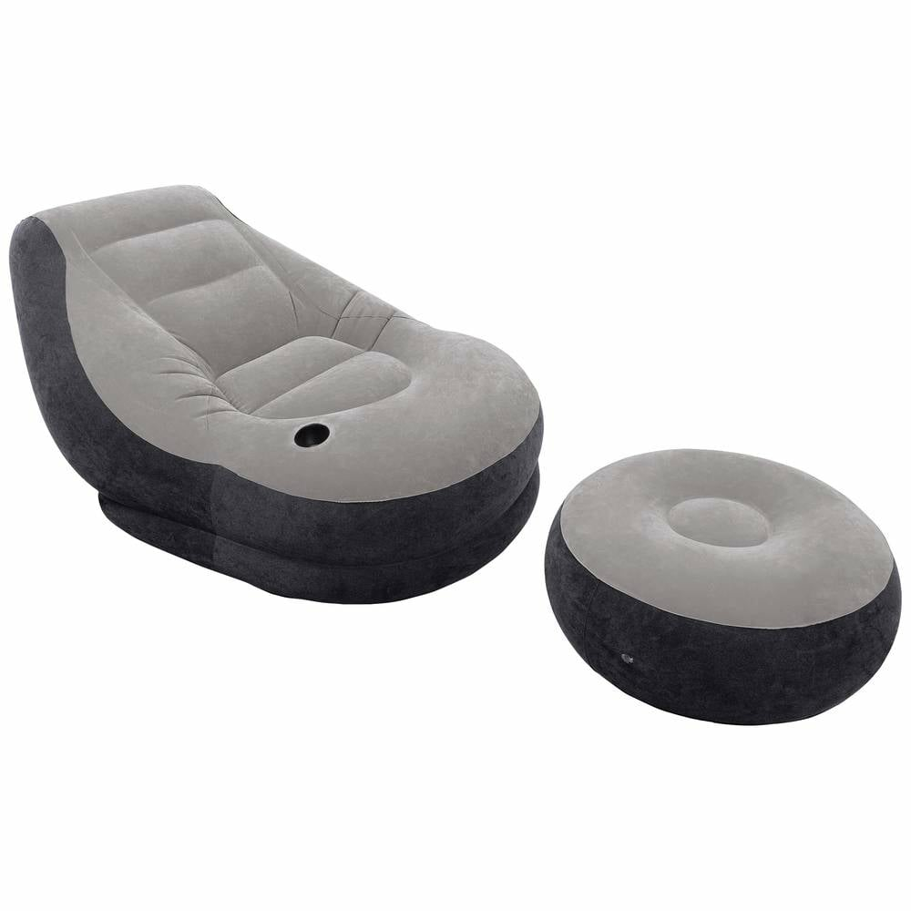B-Ware Intex 68564 Np Sessel Ultra Lounge Sofa Fußhocker Inkl. Ottomane Aufblasbar  Grau
