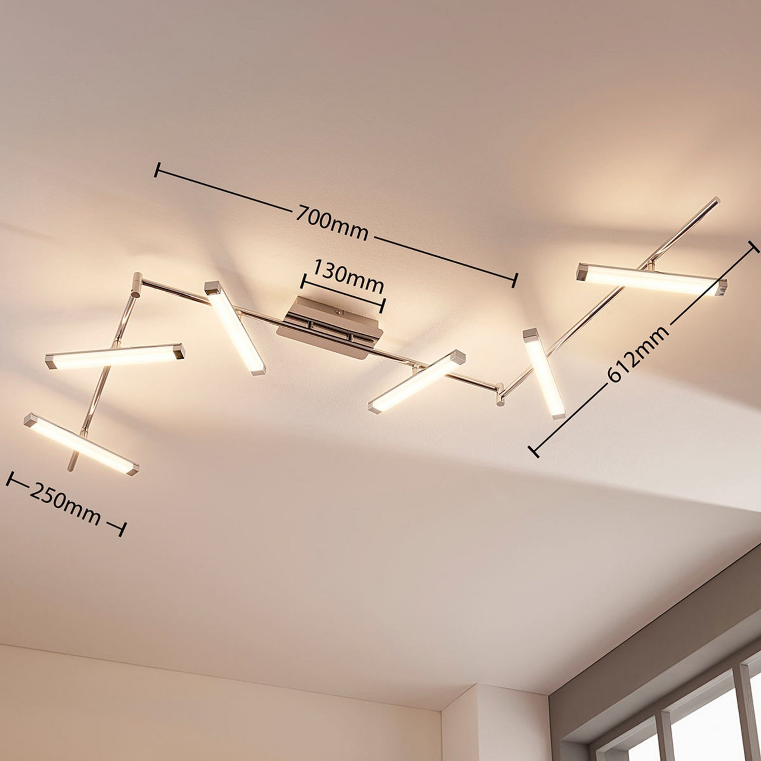 B-Ware Lindby Deckenleuchte Deckenlampe Led Pilou Dimmbar Chrom Sechsflammig Modern853