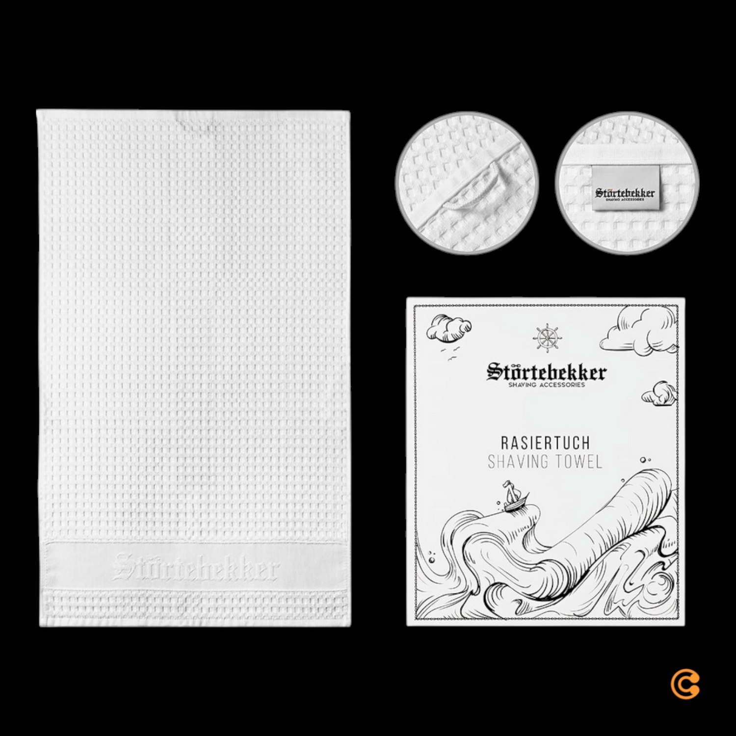 B-Ware Störtebekker Premium Rasiertuch Handtuch Tuch 100% Baumwolle Made 2 Stück45