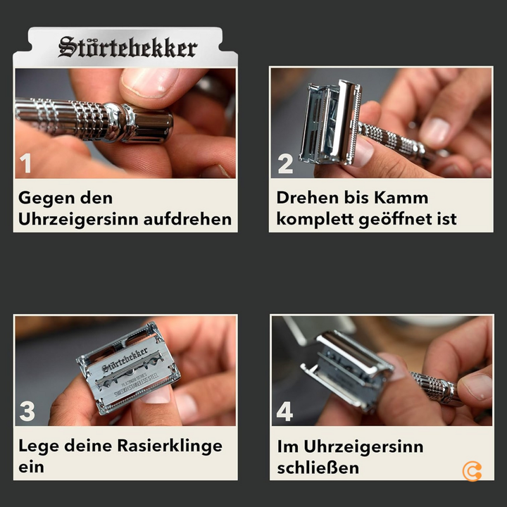 Störtebekker Rasierhobel Nassrasierer Rasierer Herrenrasierer Reiseetui Silber B-Ware