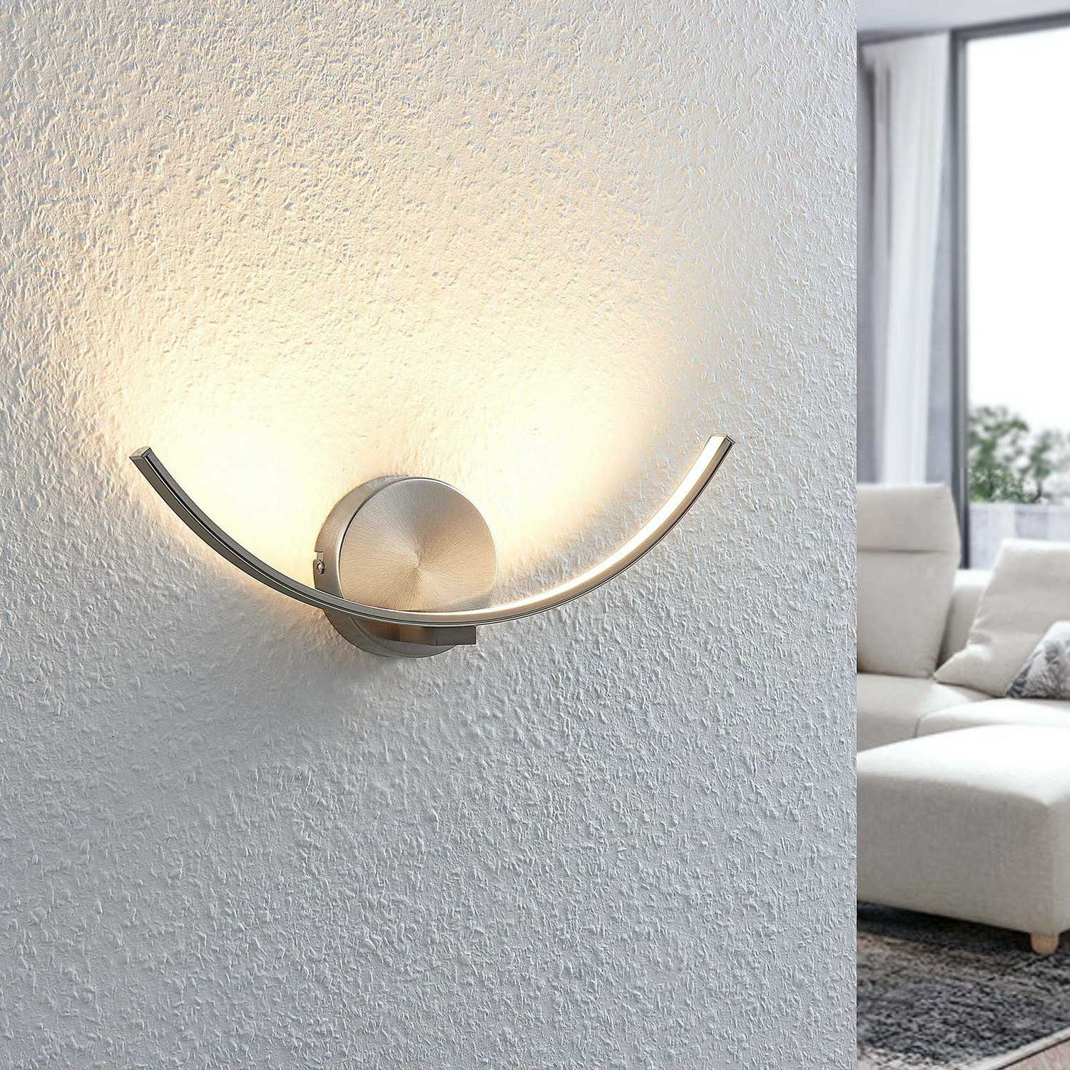 B-Ware Lindby Wandleuchte Wandlampe Led Leuchte Iven Nickel Warmweiß Beleuchtung 34169