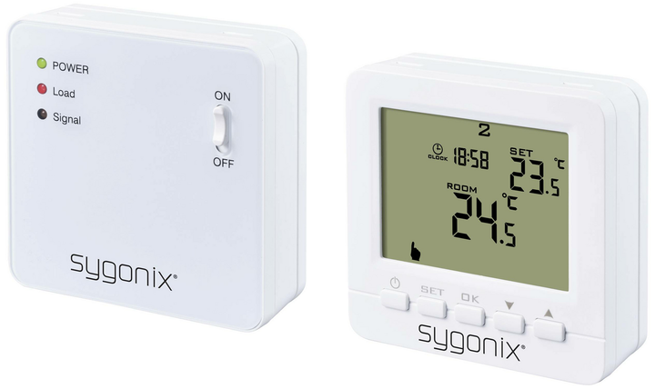 Sygonix Funk-Raumthermostat Thermostat Aufputz Wochenprogramm 1 bis 70 °C wei947