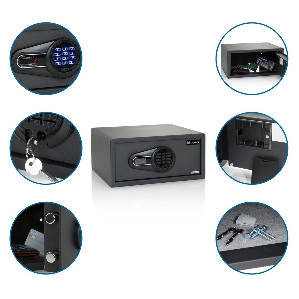 hjh OFFICE Safe Tresor SAFE COMPACT I Möbeltresor 25,5 l mit LED Display schwarz - 4064323013013