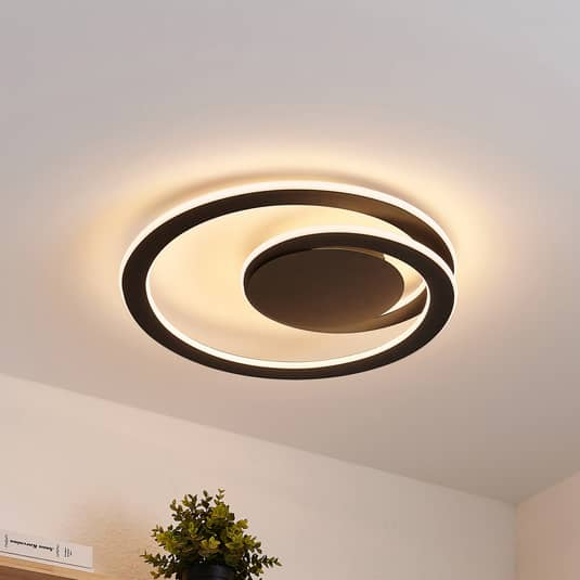 Lindby Favio LED-Deckenleuchte Deckenlampe Hängeleuchte dimmbar 28W Ø52 schwarz