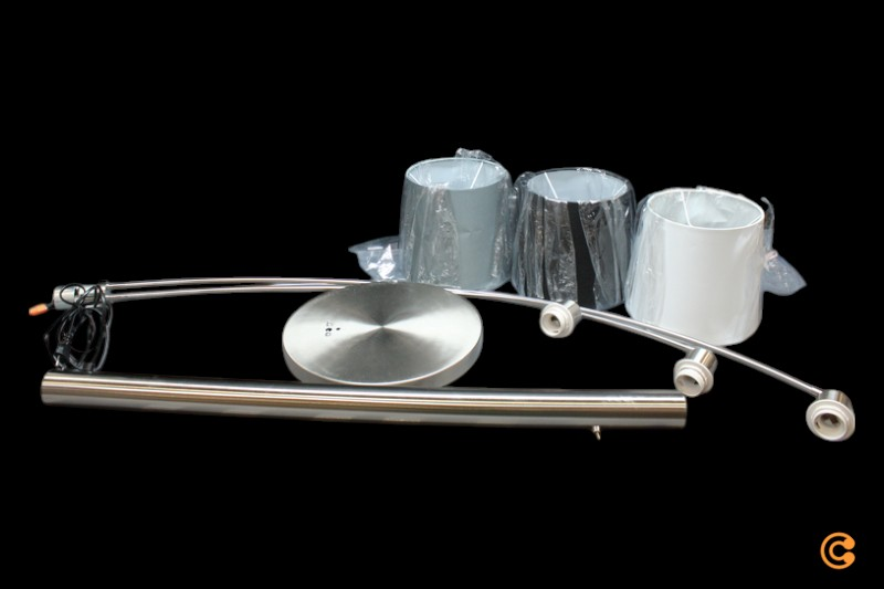 Just Light Stehleuchte Lampe Melvin E27 Schwarz Grau Weiß Dreiflammig Bogenform B-Ware - 4043689966584